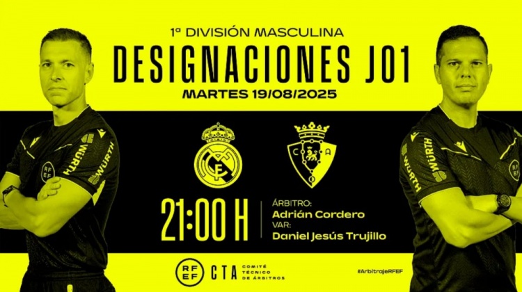 开云体育下载-西足协公布皇马VS奥萨苏纳裁判：阿德里安-科尔德罗主裁